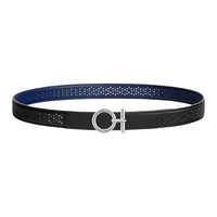 HERMES Calfskin Leather Belts Women's Black 2.4CM