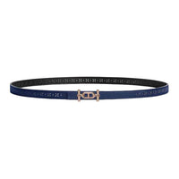 HERMES Calfskin Leather Belts Women's Blue/Black Width 1.3CM