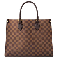 LOUIS VUITTON Leather Trim Tote Bag Shopping Bag Handbag Medium Size Women's Brown