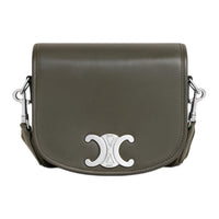 CELINE Calfskin Shoulder Bag Crossbody Bag Small Size Women's Army Green