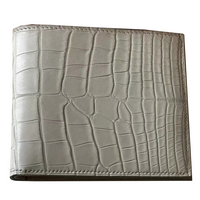 HERMES MC2 Matte Crocodile Leather Wallet Men's 8L Beton Glacier White & Concrete Gray
