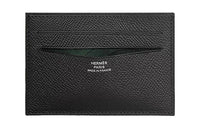 HERMES Citizen Twill Epsom Calfskin Card Holder Regular Unisex Black/Jasper