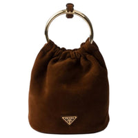 PRADA Suede One Shoulder Handbags Mini Women's Cocoa Brown
