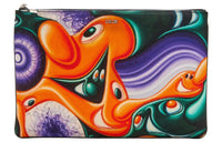 DIOR Nylon Handbag Clutch Regular Men's Orange/Multicolor Print