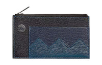 HERMES Mysore Goat Skin Card Holder Women's Black/Marine Blue/Dark Blue