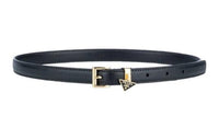 PRADA Badge Decoration Pin Buckle Leather Belts Women's Black Width: 1.5cm