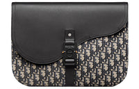 DIOR Oblique Print With Grain Cow Leather Clutch Regular Men's Beige/Black