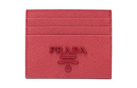 PRADA Cow Leather Card Holder Card Holder Women's Rose Red
