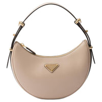 PRADA Triangle Logo Plaque Moon Shaped Shoulder Bag
