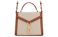 SAINT LAURENT CASSANDRA Canvas Handbag Shoulder Bag Crossbody Bag Mini Women's Beige/Brown