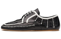 PRADA Two tone Woven Lace Up Shoes 'Black' Women's