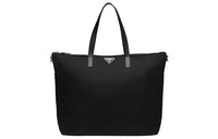 PRADA Saffiano Leather With Nylon Patchwork Fabric Tote Bag Shopping Bag Handbag Regular Men's Black