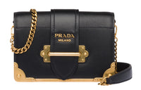 PRADA Cow Leather Shoulder Bag Women's Black
