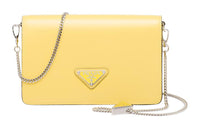 PRADA Shiny Leather Crossbody Bag Shoulder Bag Women's Yellow