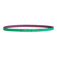 HERMES Rose Gold-Plated Metal Leather Belts Unisex Mint/Silver Lotus Width: 1.3cm