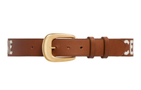 CELINE WESTERN Large Size CELINE Embroidery Vintage Leather Belts Women's Brown