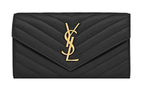 SAINT LAURENT Lambskin Wallet Large Size Women's Black