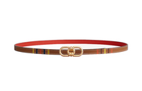 HERMES Leather Belts Women's Striped Gold/Orange Red