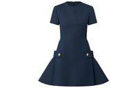 LOUIS VUITTON Short Sleeved Dress Women's Blue