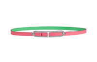 HERMES Classic Logo Roulis Silver Buckle Calfskin Double-Sided Leather Belts Women's Pink Width 13mm