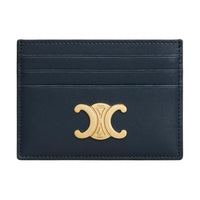 CELINE Triomphe Calfskin Card Holder Women's Marine Blue