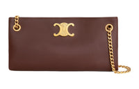 CELINE Cow Leather Handbag Shoulder Bag Women's Chestnut Brown