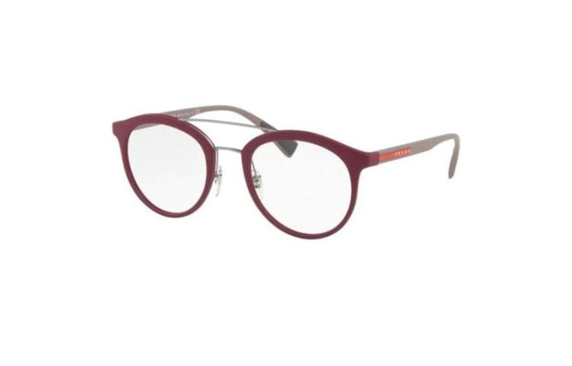 PRADA Acetate Rectangular Eyeglass Frames Unisex Red