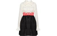 MIU MIU Long-Sleeved Dresses Women's Black/White