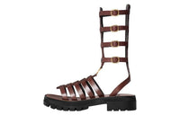 CELINE Clea Triomphe Roman Sandals 4cm Women's Dark Brown