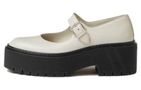 HERMES Hoxton Chunky Heel Mary Jane Shoes 6cm Women's Beige Black