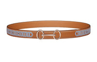 HERMES Pattern Logo Pattern Smooth Buckle Calfskin Leather Belts Women's Brown 2.4cm