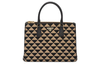 PRADA Saffiano Fabric With Leather Shoulder Bag Crossbody Bag Handbag Women's Black Beige Multicolor