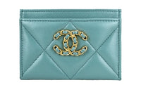 CHANEL 19Bag Lambskin Card Holder Women's Turquoise
