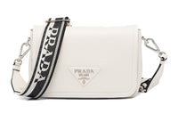 PRADA Leather Shoulder Bag Crossbody Bag Small Size Women's White