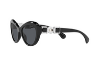 CHANEL Plastic Cat Eye Sunglasses Women's Black