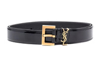 SAINT LAURENT Cow Leather Belts Women's Black Width 3cm