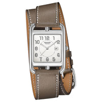 HERMES Wrist Watch Quartz Movement Cowhide Strap 37*29mm White Dial Women's Watch