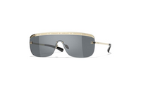 CHANEL Metal Irregular Shape Sunglasses Unisex Gold