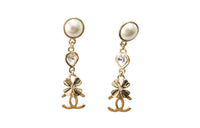CHANEL 2022 Cc Rhinestone Dangle Earrings