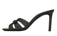 SAINT LAURENT Tribute Leather Patchwork Abrasion Resistant Slide Slippers Women's Dark Green