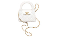 CHANEL Cow Leather Clutch, One Shoulder Handbag Extra Mini Women's White