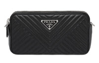 PRADA Soft Sheep Leather Clutch Mini Women's Black