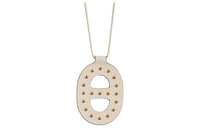 HERMES Calfskin Stud Rose Gold-Plated Leather Necklaces Women's White