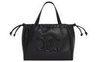 CELINE TriompheCabas Smooth Cow Leather Shoulder Bag Crossbody Bag Handbag Small Size Women's Black