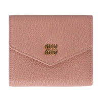 MIU MIU Calfskin Wallet Trumpets Women's Pink Orchid