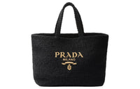 PRADA Woven Cloth Handbag Men's Black