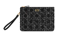 DIOR Caro Tweed Clutch Large Size Women's Black