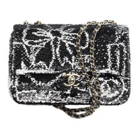 CHANEL Sequins Crossbody Bag, Shoulder Bag Women's Black & White