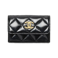 CHANEL Lambskin Card Holder Women's Black