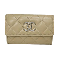 CHANEL Lambskin Wallet Women's Dark Brown